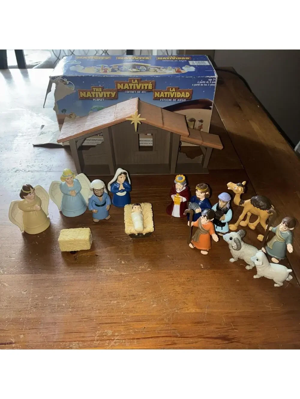 BIBLE TOYS NATIVITY PLAYSET 17 PIECE PREOWNED 2013 MISSING DONKEY & Palm Tree